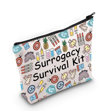 POFULL Surrogate Mom Appreciation Gift Surrogacy Survival Kit Pregnancy Zipper Pouch Makeup Bag (Surrogacy Survival)