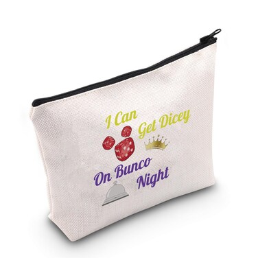 POFULL Bunco Game Night Gift I Can Get Dicey On Bunco Night Cosmetic Bag Bunco Prize Gift (Dicey On Bunco Bag)