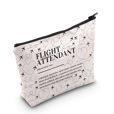 POFULL Flight Attendant Makeup Bag Flight Attendant Thank You Gift Pilot Gift Flight Gift Stewardess Aviation Cosmetic Bag (FLIGHT ATTENDANT)