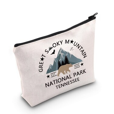 POFULL Retro National Park Gift Great Smoky Mountains National Park Cosmetic Bag Black Bear Hiking Gift (GREAT SMOKY bag)
