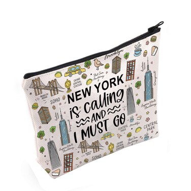 POFULL NYC Gift New York is Calling and I Must Go Cosmetic Bag Traveling Gift New York Vacation Gift (New York is Calling Cosmetic Bag)
