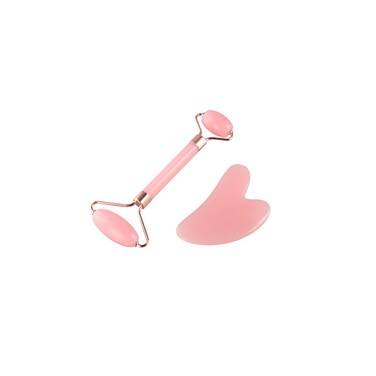 Pink Jade Roller and Gua Sha Set, Resin Facial Tools Face Massage for Skin, Face, Eye, Neck Natural Beauty Skin Care Tools for Men Women(Pink Set)