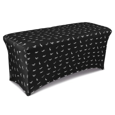 Lash Printed Fashion Lash Bed Cover Beauty Message Spa Tablecloth for 6 Foot Rectangle Tables for Spa Bed(Black)
