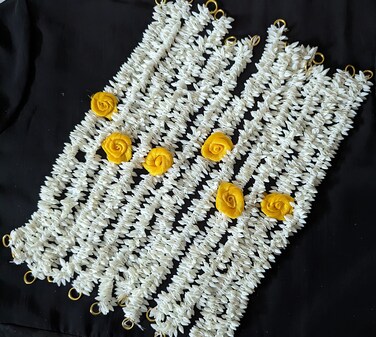 Pretty Charming Artificial Hair Gajra Set of Six with Yellow Flower with freebie