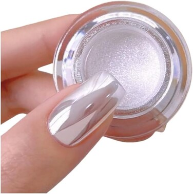 PrettyDiva White Chrome Nail Powder - 1g/jar Super Glossy Mirror Effect White Moonlight Nails Chrome Powder Metallic Pigment for Nails