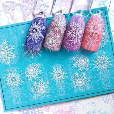 PrettyDiva Snowflake Christmas Nail Stickers - 5D Embossed Snowflakes Nail Art Sticker Decals, Snow Nail Stickers Winter Holiday Christmas Nail Art Decoration for DIY Manicure - 2 Packs