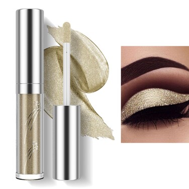 Golden Liquid Glitter Eyeshadow, Champagne Metallic Eyeshadow for Eye Makeup, Long Lasting Diamond Eyeshadow, Shimmer Waterproof Glitter Eyeshadow