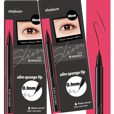 [thebom] Ultra-Fine Slim Eyeliner Waterproof Liquid Eye Makeup (Black, 2ea)
