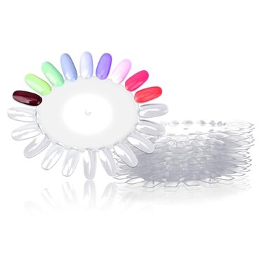 10 pcs False Nail Swatches Wheels, Nail Polish Display Wheel Plastic Nail Art Color Tester Wheels Nail Wheel Swatches for Nail Polish Color Show Nail Manicure Practice Sample