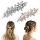 2Pcs Sparkly Rhinestone Hair Clip, Crystal Flower Hair Clips, Rhinestone Crystal French Barrette Clips, Rhinestone Hair Clips Crystal Pearl Hair Barrettes, Silver Crystal Prom Barrettes for Bridal