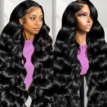 34 Inch 13x6 Lace Front Wigs Human Hair Body Wave 13x6 HD Lace Frontal Wig 180 Density Unprocessed Brazilian Virgin Human Hair Glueless Wigs Human Hair Pre Plucked Lace Front Wigs for Women