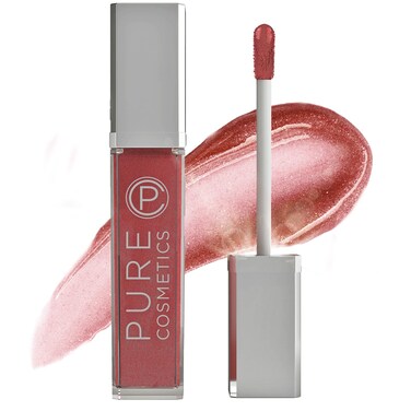 Pure Cosmetics Pure Illumination Lip Gloss - LED-lit Applicator w/Side Mirror - Non-Sticky, Moisturizing &amp; Hydrating Lip Glosses - Soothes &amp; Protects Dry Chapped Lips (Wine Berry)