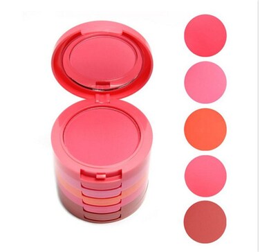 Pure Vie&reg; Professional 5 Layers/Colors Cream Blush Blusher Pressed Face Powder Makeup Palette Contouring Kit - Ideal for Salon and Daily Use