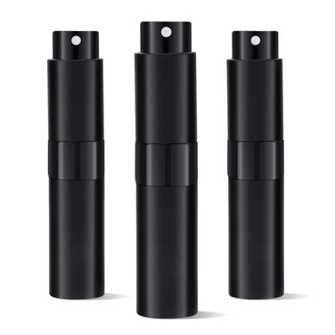 3Pcs 8ml Cologne Travel Bottle, Perfume Atomizer, Refillable Perfume Sprayer, Twist Up Perfume Bottle, Mini Perfume Dispenser（Black）
