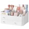Makeup Organizer, Large Capacity Desk Organizer with 3 Drawers, Bathroom and Bedroom Desk Cosmetics Holder for Skin Care, Lipstick, Brushes, Eyeshadow, Lotions, Nail Polish (White)