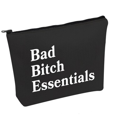 PWHAOO Funny Sarcastic Cosmetic Bag Bad Bi*ch Essentials Cosmetic Bag Boss Lady Gift Best Friend Gift (Bad Bi*ch Essentials B)