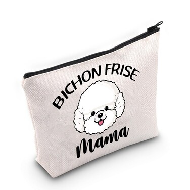 PWHAOO Bichon Frise Lover Gift Bichon Frise Mama Makeup Bag Bichon Frise Owner Cosmetic Bag Dog Lover Mom Owner Gift Pet Lover Gift (Bichon Frise Mama M)
