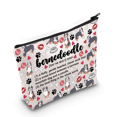 PWHAOO Bernese Mountain Dog Lover Gift Bernedoodle Definition Makeup Bag Bernese Mountain Mom Cosmetic Bag Dog Mama Travel Bag (Bernedoodle Definition M)