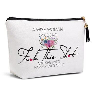 Funny Birthday Gifts for Women Novelty Retirement Gifts Divorce Gifts for Her Wife Friends Waterproof PU Leather A Wise Woman Once Said F This S Makeup Bag Travel Toiletries Bags Mothers Day Christmas