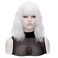 QACCF Short White Wig Short Wavy Pelucas Shoulder Length Women Full Bang Heat Resistant Women Party Realistic Wig (Ivory)