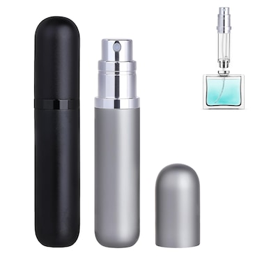 Travel Refillable Perfume Atomizer Bottle 2-Pack 5ml Leakproof Travel Perfume Refillable Bottle (Black &amp; Gray)