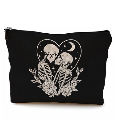 Couple Gifts Makeup Bag,Gothic Makeup Bag,Skull Couple Gifts Cosmetic Bags With Zipper,Gothic Bride Valentines Skeleton Gifts