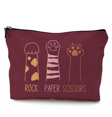 Cat Gifts for Women: Red Paw Makeup Bag With Zipper - Birthday Gifts for Cat Lovers