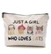 Cat Makeup Bag,Cat Cosmetic Bags for Women,Funny Cat Gifts Makeup Bag With Zipper,Cat Gifts for Women,Cat Gifts for Cat Lovers,Just A Girl Who Loves Cats Makeup Bag,Birthday Gifts for Cat Lovers