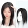 U-Part Silk Base Real Human Hair Topper Side Part Clip in Hairpiece Straight Seamless Wiglet Replacement for Women Hair Loss (Right Part, 22cm, Black)