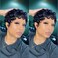 QiaQiaRing Pixie Cut Wigs for Black Women Brazilian Virgin Curly Wave Human Hair Wigs Short Layered Pixie Curly Wigs With Bangs Glueless Wigs Natural Black Color for Daily Use
