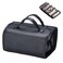 Travel Toiletry Makeup Bag PU Leather 4 Clear Detachable, Roll up Hanging Makeup Bag Leather, Multi Compartment Leather Waterproof Foldable Elegant Cosmetic Bag Detachable, Black