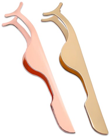Eyelashes Applicator Tool,Lash Tweezers Stainless Steel for Wearing and Removing Eyelashes (2 PCS)