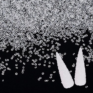 14400Pcs 1.2mm Mini Nail Crystals Diamond Rhinestones for Nails Glass AB Shine Crystals 3D Nail Art Decorations Beauty DIY Crafts Accessories (Transparent)