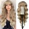 Blonde Wavy Wig for Women 24 inch Long Blonde Wavy Wig Middle Part Long Blonde Wig Heat Resistant Synthetic Hair Looking Natural Fiber Wig for Christmas,Cosplay,Halloween,Daily Party Use