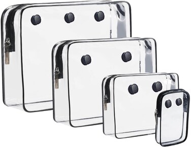 4 packs Clear Bogg Bag Pouches for Bogg Bag Accessories Clear Beach Tote Bag Storage Travel Cosmetic Organizer (Black)