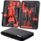 Nail Clippers Sets High Precisio Stainless Steel Nail Cutter Pedicure Kit Nail File Sharp Nail Scissors and Clipper Manicure Pedicure Kit Fingernails &amp; Toenails with Portable cas (Red/Black_25 in 1)