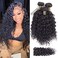 QTHAIR 14A Water Wave Bundles with Closure Human Hair 3 Bundles with Closure (12 14 16+12) 100% Unprocessed Brazilian Virgin Water Wave Human Hair Bundles with 4x4 Lace Closure