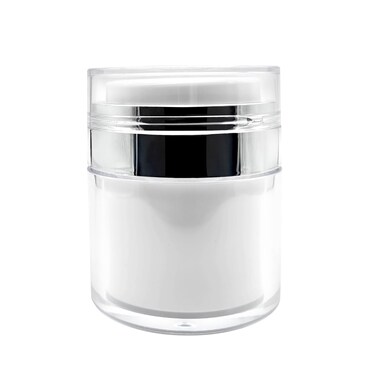 Quacc 1.7oz Airless Pump Jar Refillable Moisturizer Pump Dispenser Cream Jar Vacuum Bottle Travel Moisturizer Container for Thick Moisturizer, Skincare Cream, Lotion - White