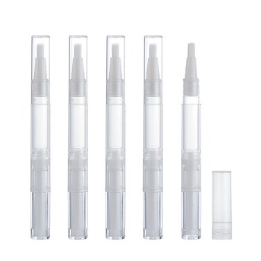 5 Pcs 3 ml Transparent Twist Pens,Empty Nail Oil Pen with Brush Tip Cosmetic Lip Gloss Container Applicators,Eyelash Growth Liquid Tube Cosmetic Rotary Twist Pens with Brush Tips