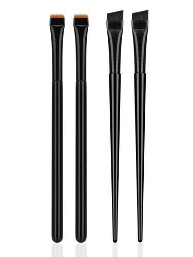 Eyebrow Brush Set - 2Pcs Angled Eyebrow Brush and 2Pcs Flat Concealer Brush, Precise Brow Brushes for Eyebrows, Ultra-Thin Eyebrow Tint Brush, Brocha Para Cejas for Brow Mapping