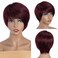 QUEEN VIRGIN REMY QVR Pixie Cut Wig Human Hair Wigs with Bangs Short Wigs for Black Women Human Hair Different Style Pixie Wig for Daily Wear Burgundy 99J Color