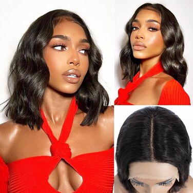Bob Wigs 13x4x1 HD T Part Lace Wig 12inch Body Wave Lace Front Wigs for Black Women 100% Virgin Human Hair Pre Plucked with Baby Hair 150% Density Glueless Wigs