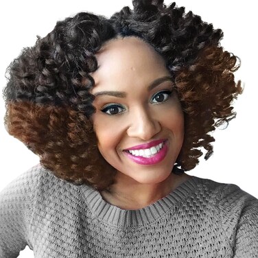 QUEENTAS 3 Packs Short Crochet Braiding Hair for Women - Jamaican Faux Locs Pre Looped Gogo Hair (8inch, #1B/30)