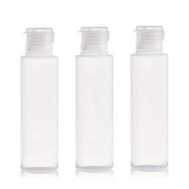QUUPY 3Pcs 100ml/3.4oz Empty Refillable Clear Plastic Soft Tube Squeeze Bottle With Flip Cap Travel Bottle Makeup Cosmetic Toiletries Packing Storage Containers for Shampoo Shower Gel Toner Lotion