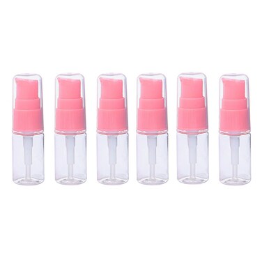QUUPY 6PCS 10ML Plastic Pump Bottle Set - Refillable Cream Shampoo Lotion Bottles - Pink