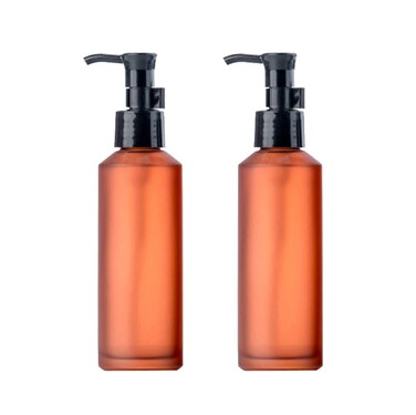 2PCS 100ML Empty Glass Pump Bottles Premium Frosted Bottle Lotion Dispenser Cosmetic Container Jar with Black Pump Top for Kitchen Bathroom Countertop Laundry Room