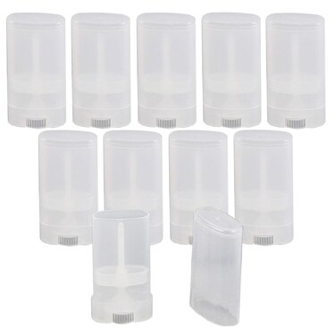 10Pcs 15ml Clear Empty Plastic Oval Deodorant Containers Lip Balm Tubes for DIY Lip Balm Lipstick Crayon Homemade Aromatherapy