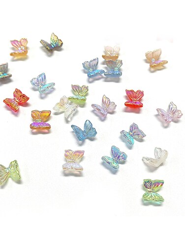 60Pcs Butterfly Nail Charms - Clear Small Cute and Glittery 3D Acrylic Gems for Stunning Nail Art, Mini Resin Butterflies, Miniature Dollhouse Accessories Tiny Butterflies for Crafts