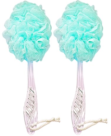 Loofah Back Scrubber for Shower,Long Handle Bath Body Brush Soft Nylon Mesh Loofah Sponge On a Stick,Exfoliating Scrub Cleaning Luffa for Elderly for Men Women(2-Pack,Green)