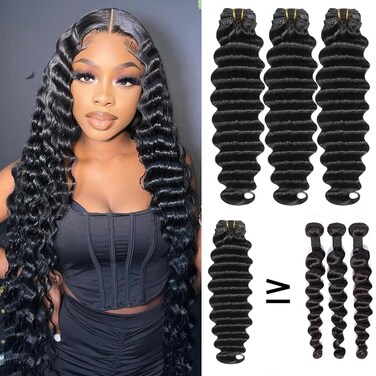 Brazilian Virgin Hair Bundles 18-22in, 16A, Loose Deep Wave, 100% Unprocessed, Natural Color